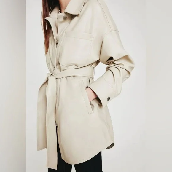AG Jeans Vegan Leather Chelsea Jacket M in Tan SWOL